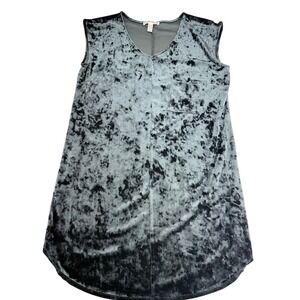 Rachel Hollis Womens Grey Crushed Velvet V-Neck Sleeveless Tunic Top Size Small